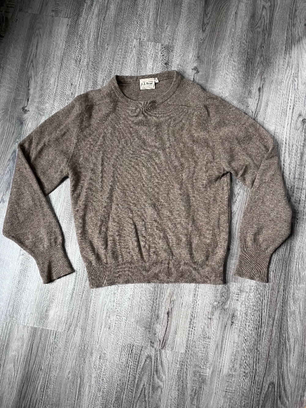 Vtg 80s L.L. Bean Brown Lambswool Sweater Mens M Made In Scotland Crewneck Knit